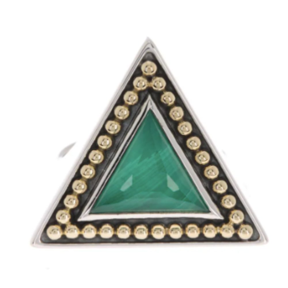 LAGOS | Treasure Chest 18K Gold & Sterling Silver Malachite Triangle Ring